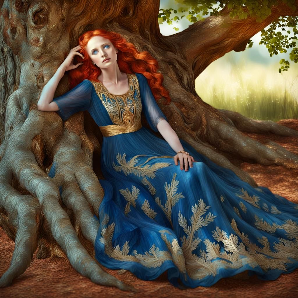 Watercolor Portrait of a Red-Haired Woman