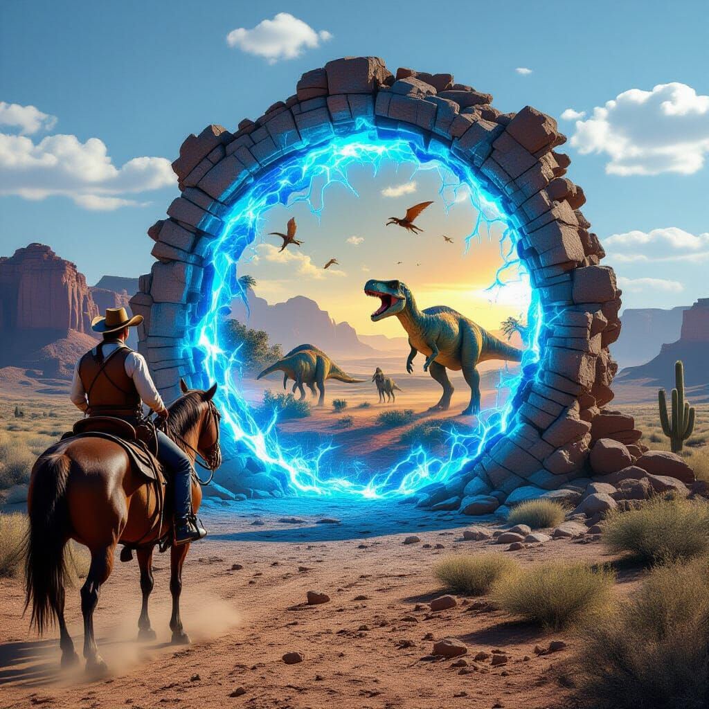 Cowboy and Dinosaurs Portal in the Old West