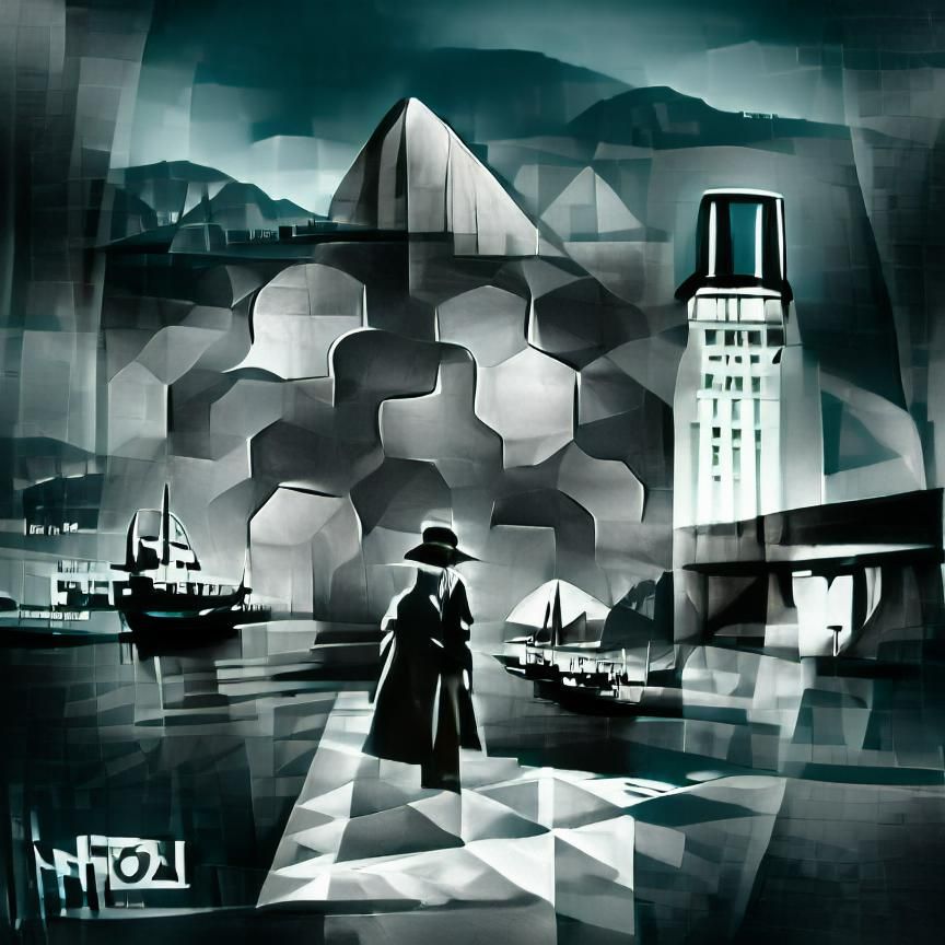 Lost Horizon in Film Noir Geometric Style