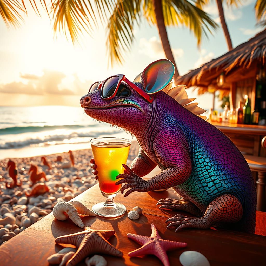 Surreal Tropical Scene in a Cinematic Style