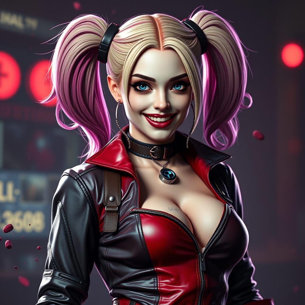 Harley Quinn in Leather Fantasy Armor