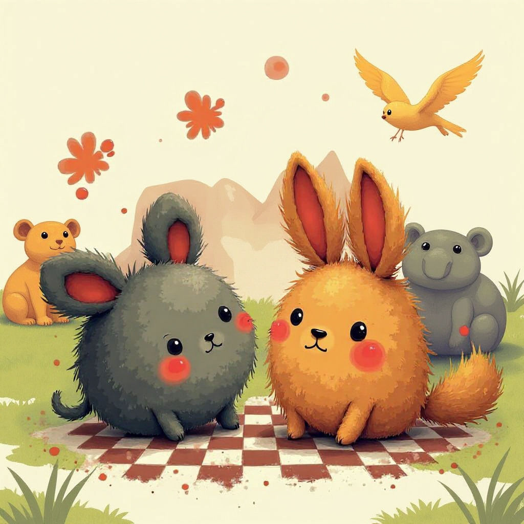 Cute Baby Cheetah and Panda Play Checkers