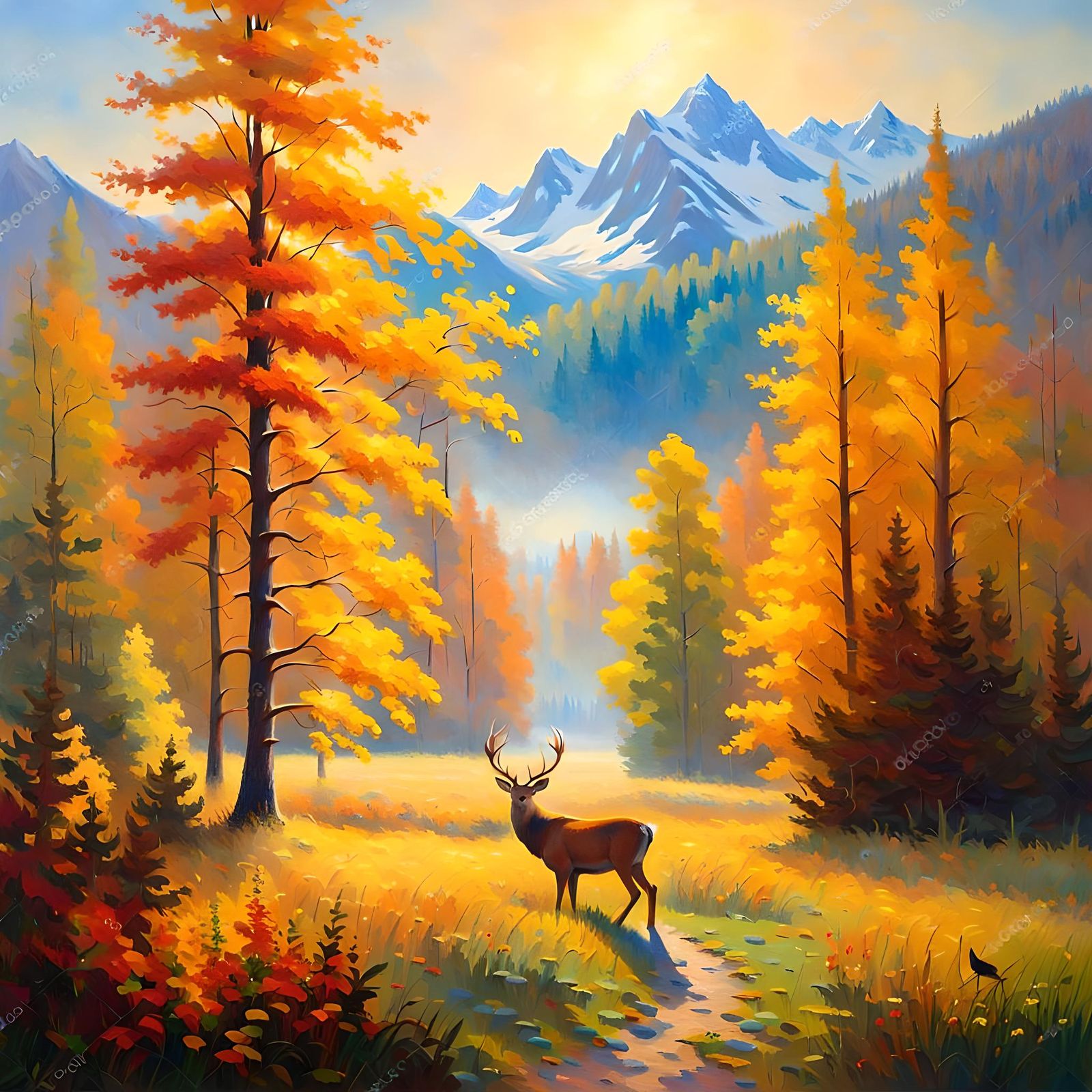 a deer grazing in a forest clearing