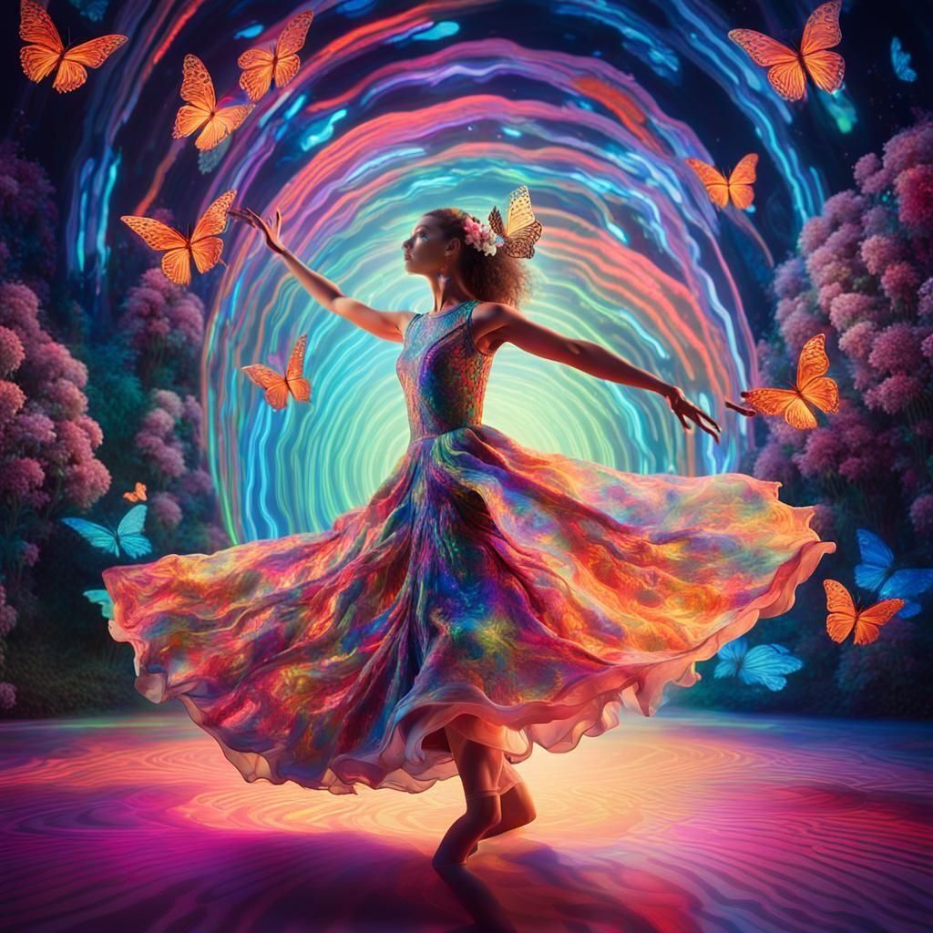 Surreal Fantasy Dancer in Psychedelic Sci-Fi Dreamscape