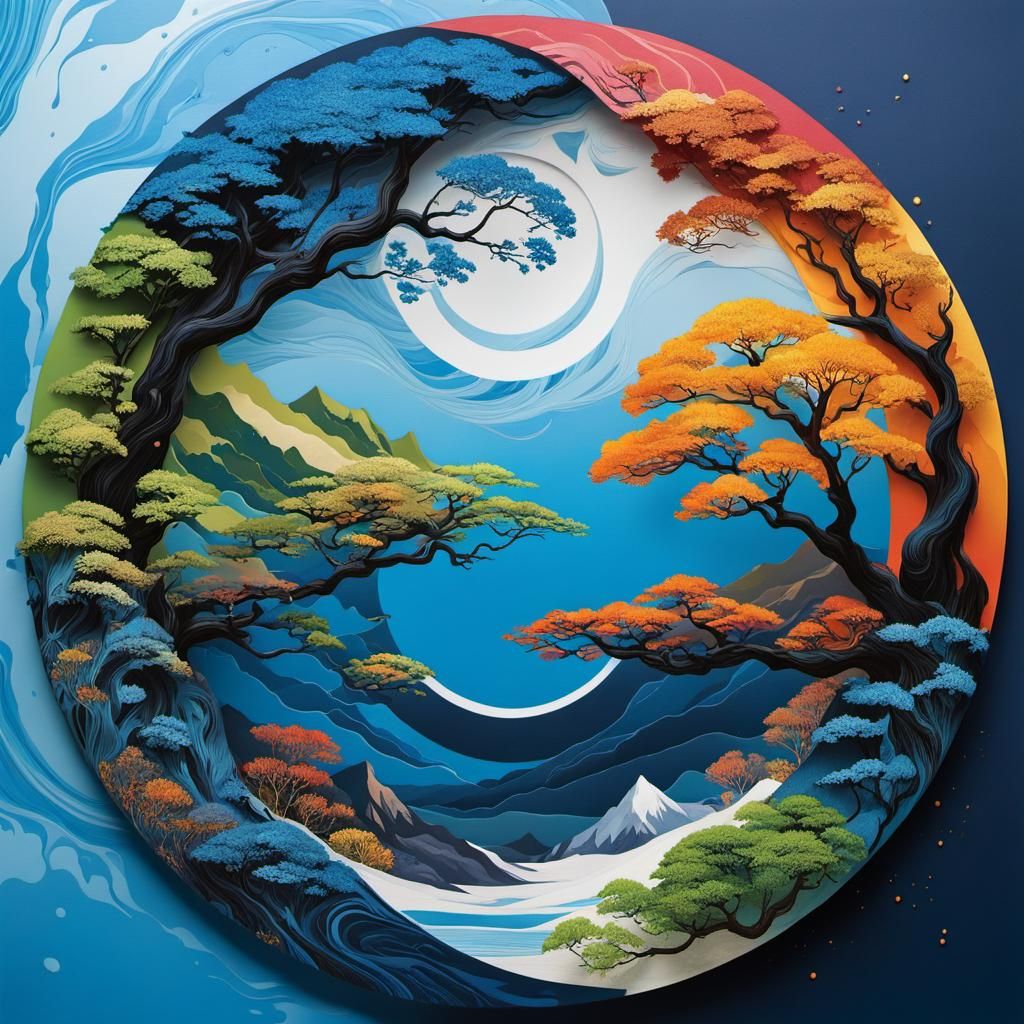 Winter to spring transition Yin yang of landscape