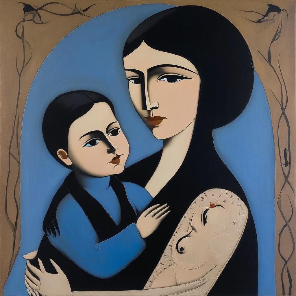 Touching AI-Generated Image of Mother and Child