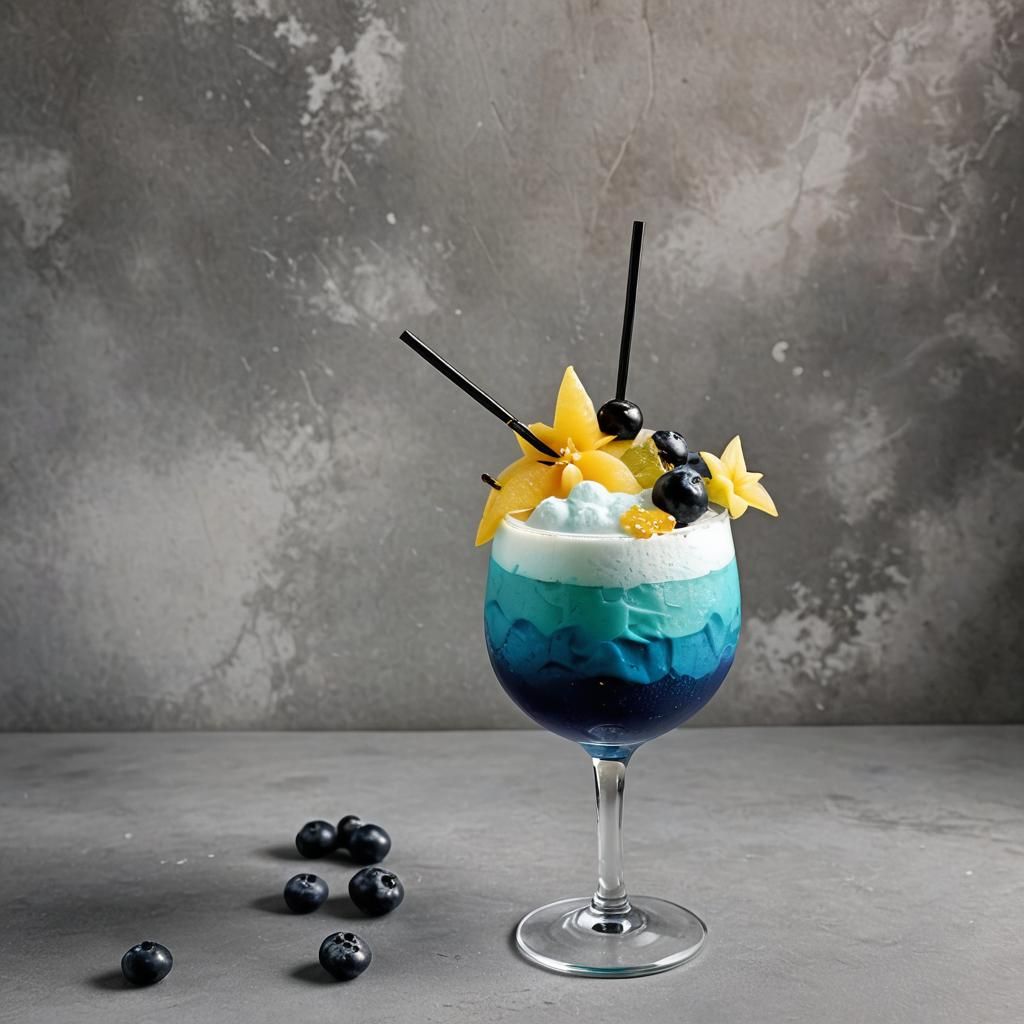 Striking Blue Gradient Cocktail with Starfruit