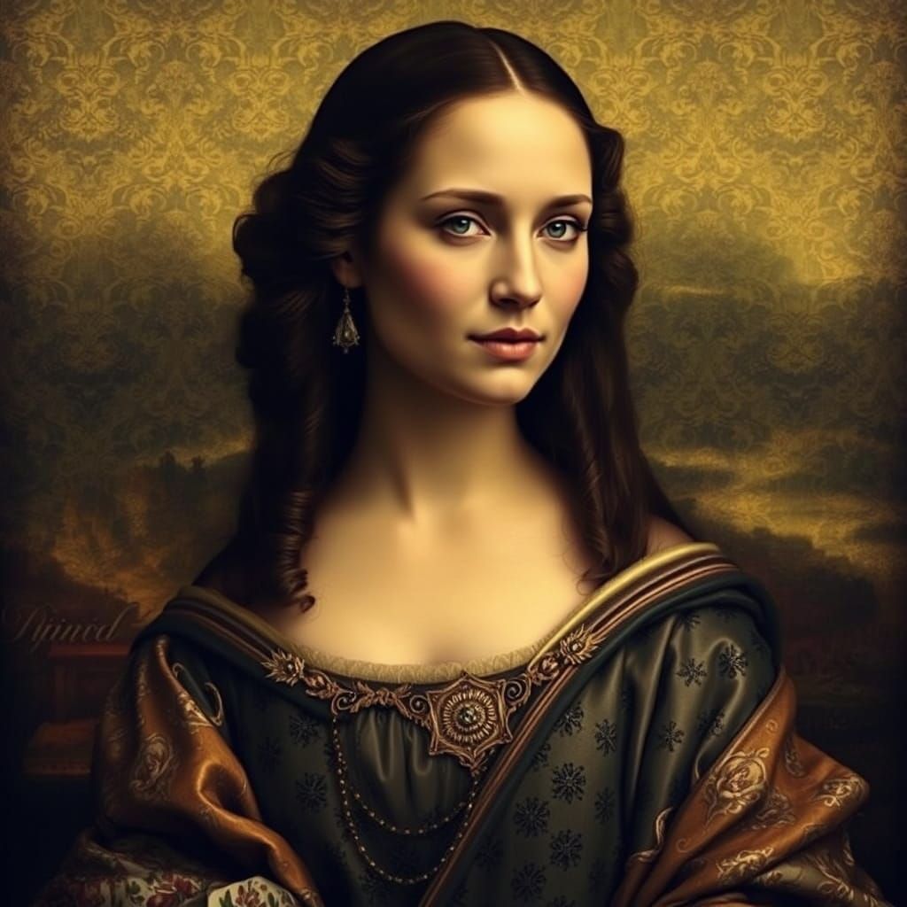 Gena Davis as the Renaissance Mona Lisa