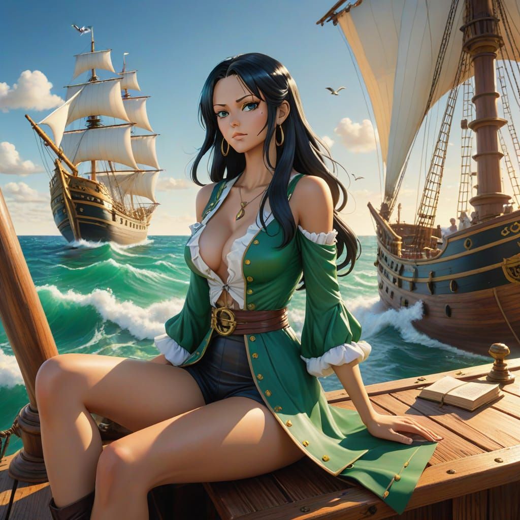Nico Robin from One Piece in Photorealistic Pirate Ship Sett...