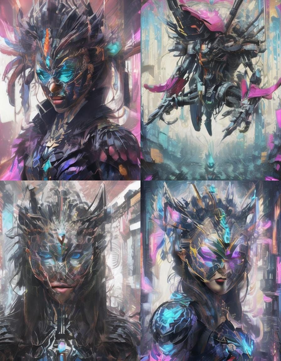 Neon Mecha Nightmare Robot in Cyberpunk Style