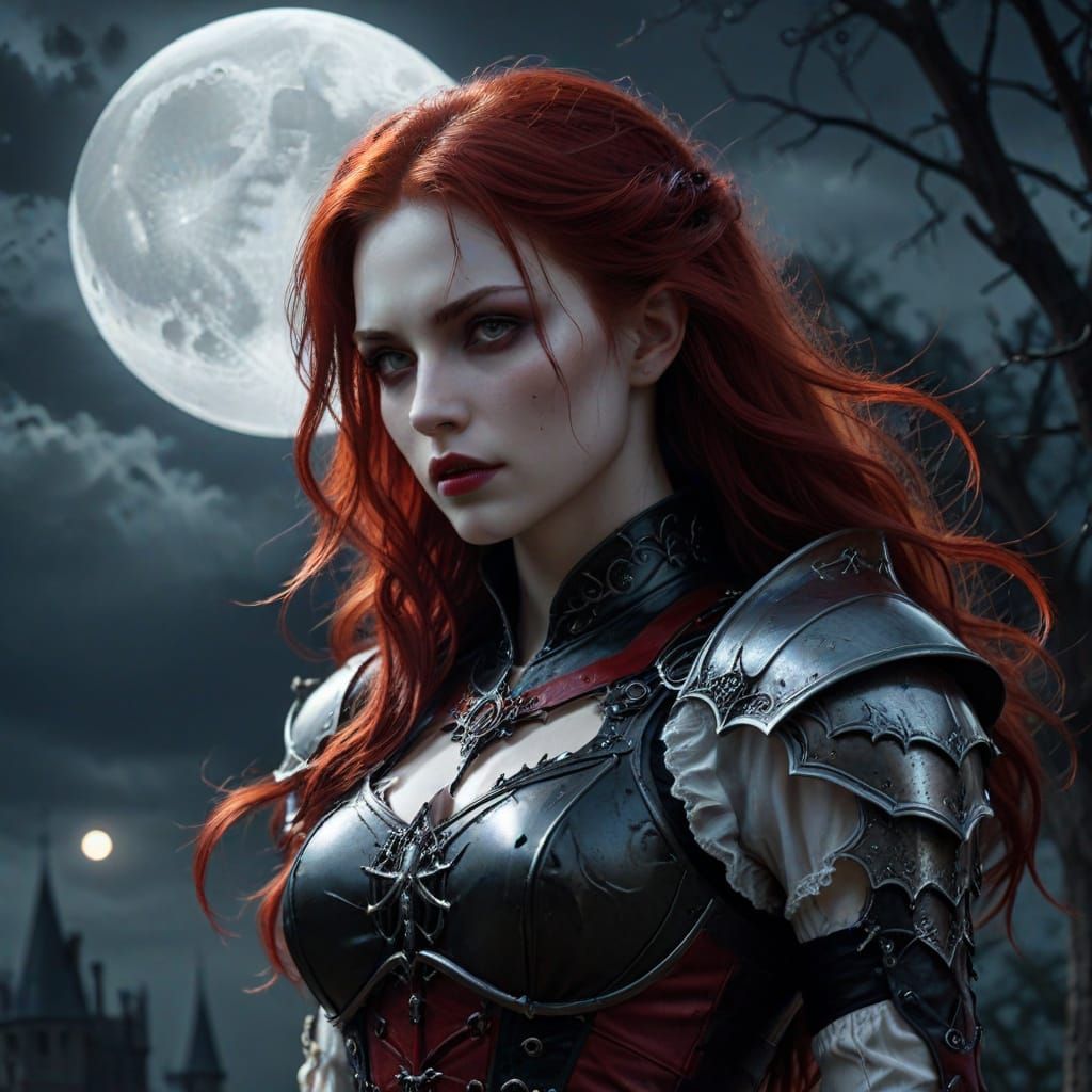 Moonlit Vampire Knight in Gothic Dark Fantasy Style