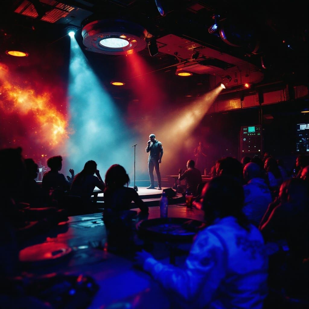 Cosmic Karaoke Party on Spaceship, Cinematic Style