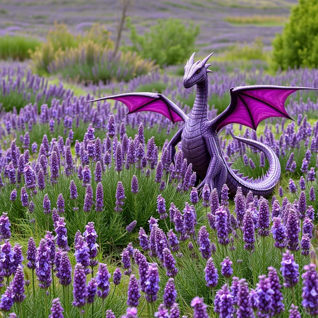Field of Purple Heather and a Large Purple Dragon