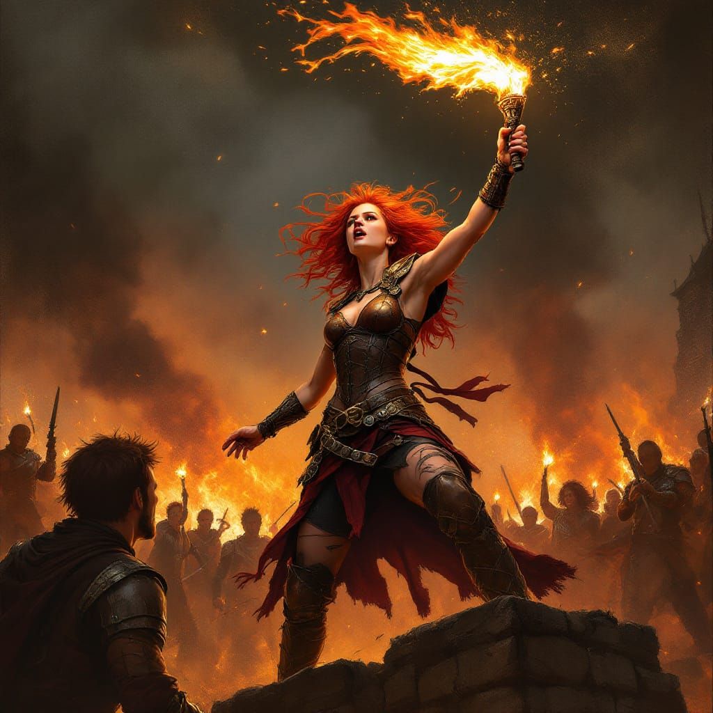 Redheaded Revolutionary Leader on Barricade