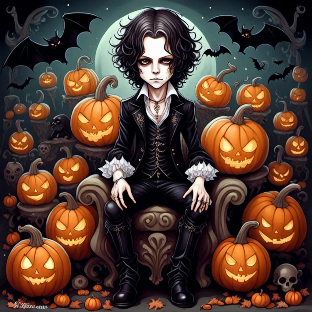 Chibi Ville Valo Halloween in Anime Style