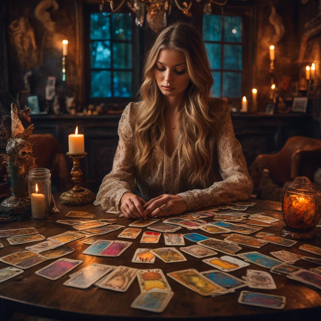 Mystical Tarot Cards in Dreamlike Realism Style