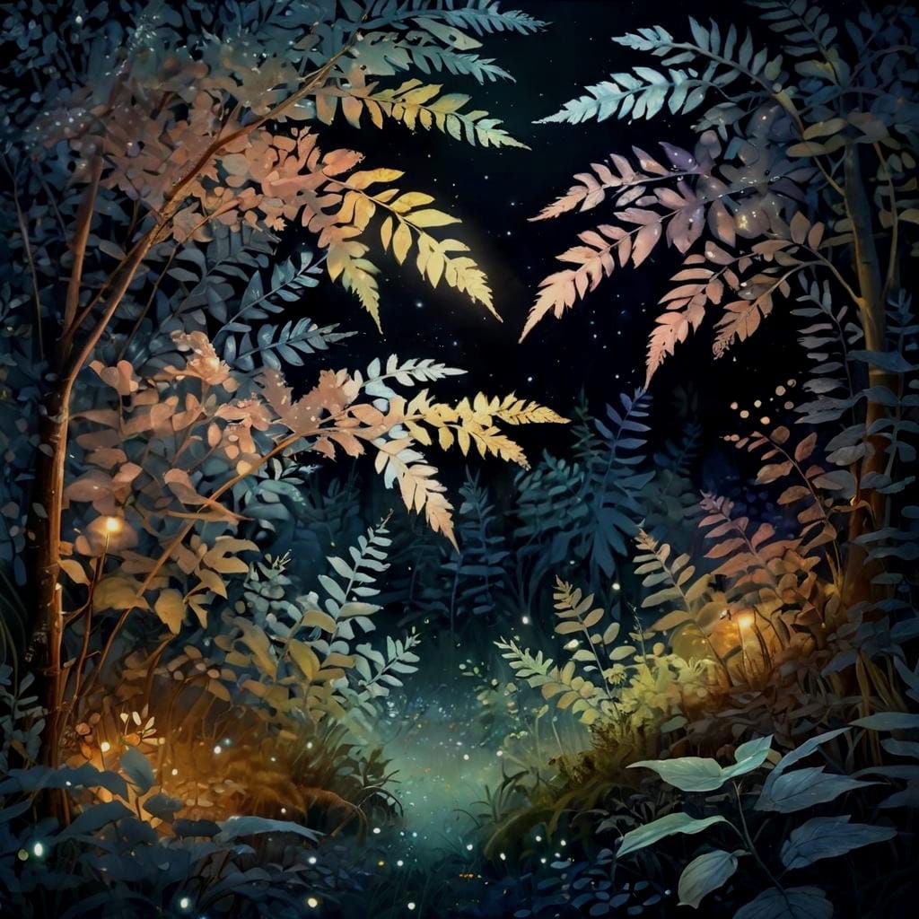 Enchanted Forest: Whimsical Midnight Illustration