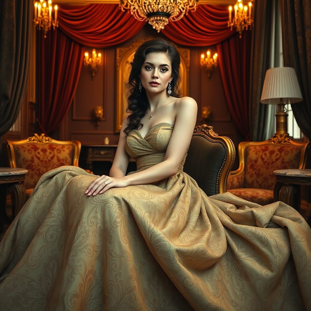 Ethereal Woman Portrait in Opulent Old Master Style