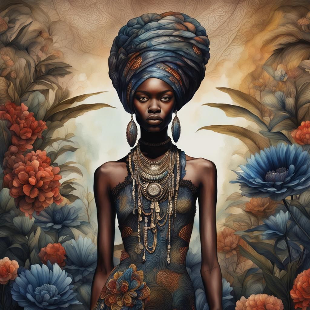 African Model in High Fashion by Gaultier