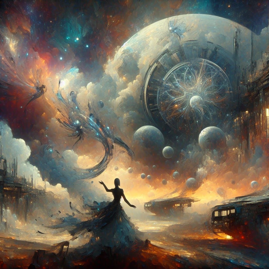 Astonishing Science Fiction Masterpiece in Oil on Canvas