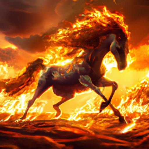 Fiery Horse in Epic Digital Painting