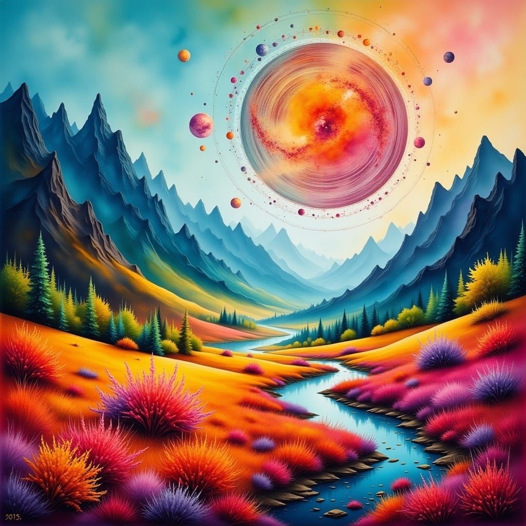 A surreal alien planet in a mythical solar system of beauty.