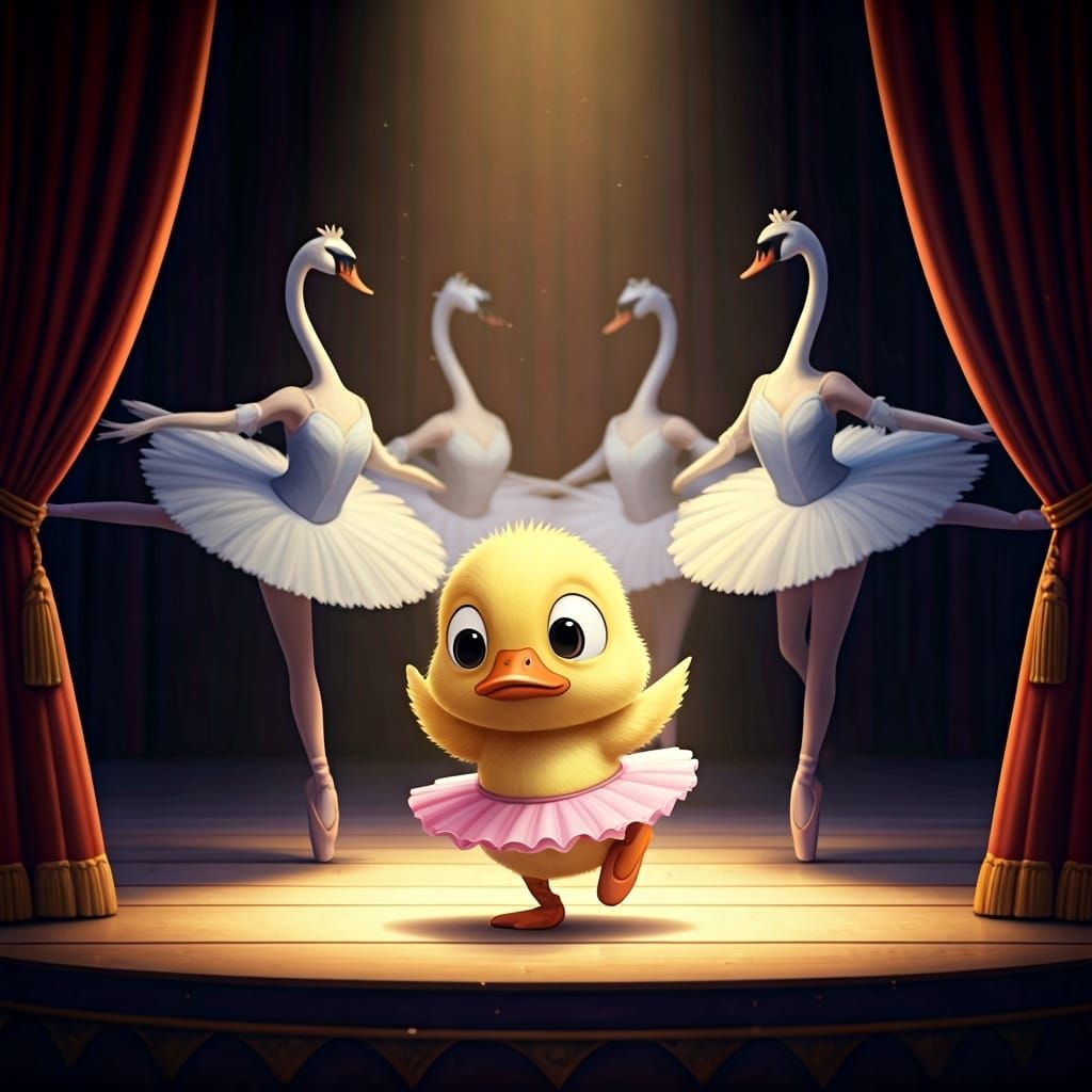 Anxious Duckling's Ballet Debut: Disney-Pixar Cartoon