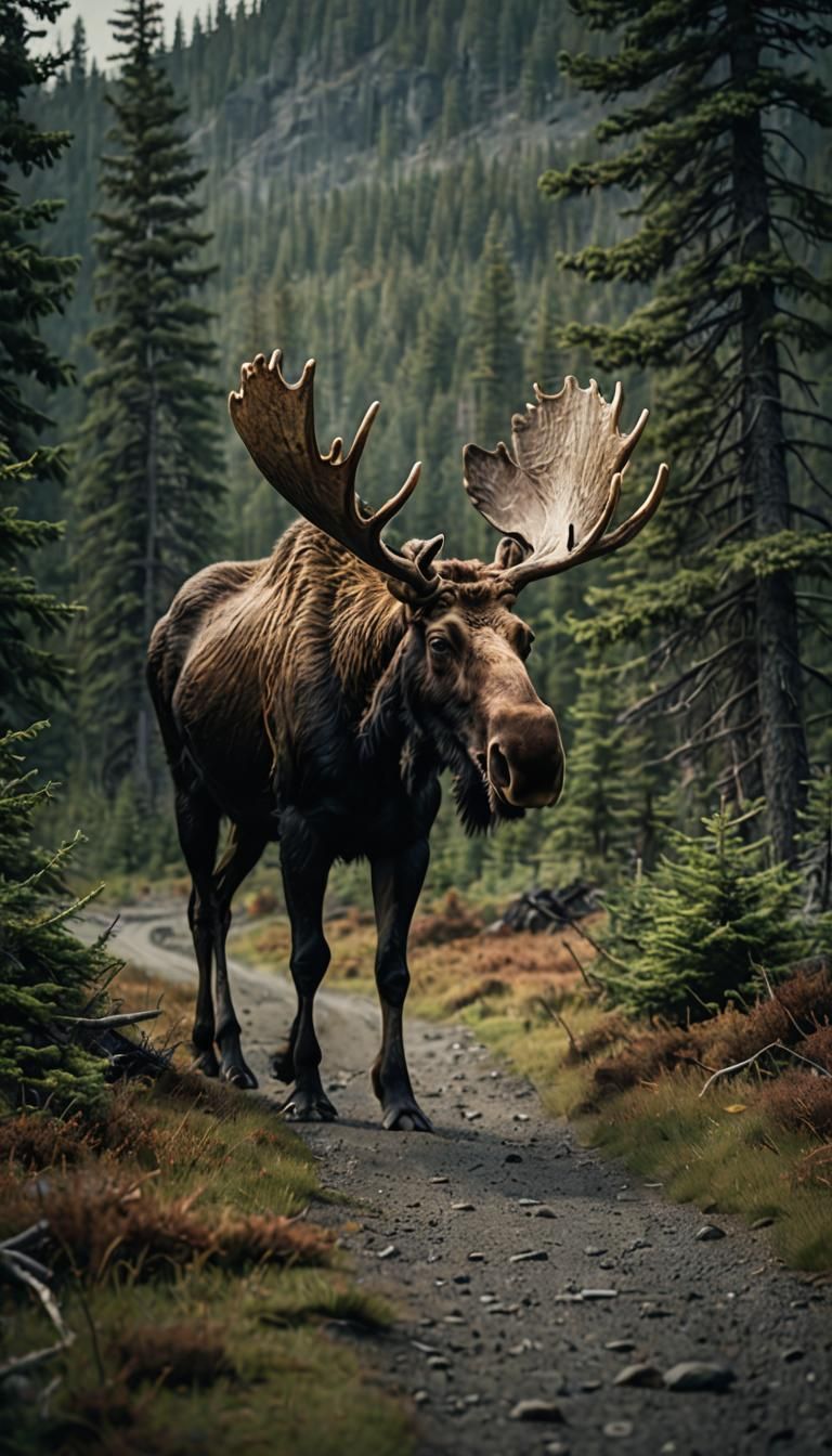 Moose Walking: Cinematic Film Still