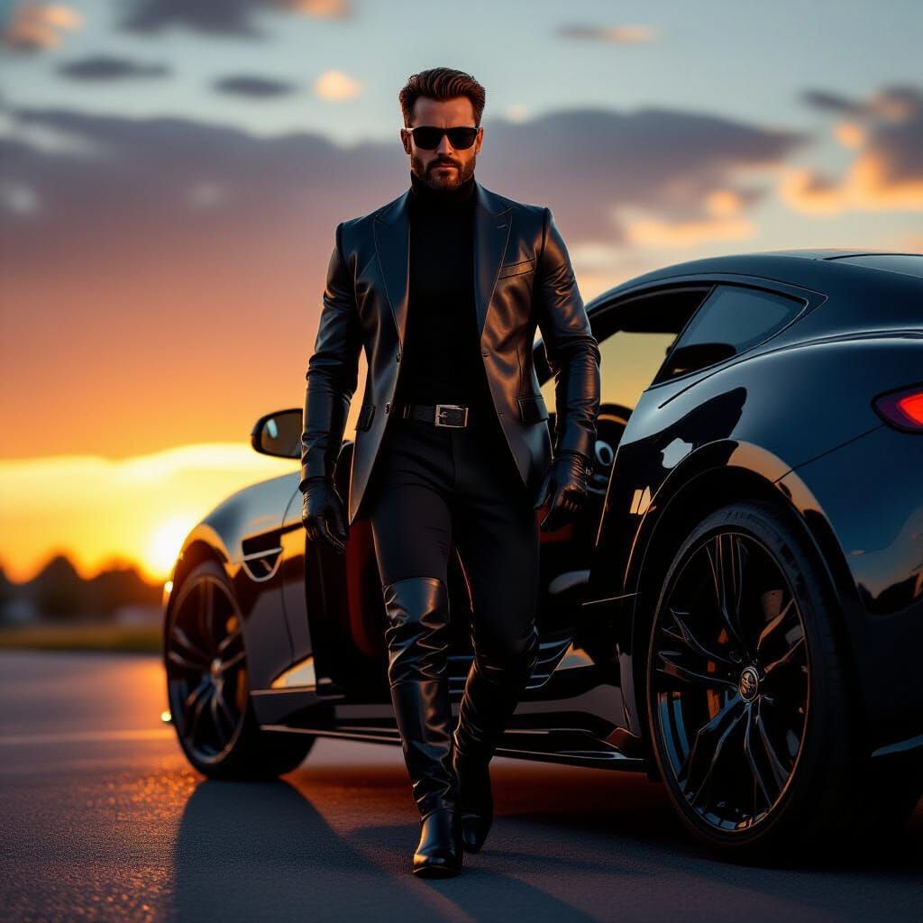 Arrogant Businessman Exits Sports Car in Thigh-High Boots