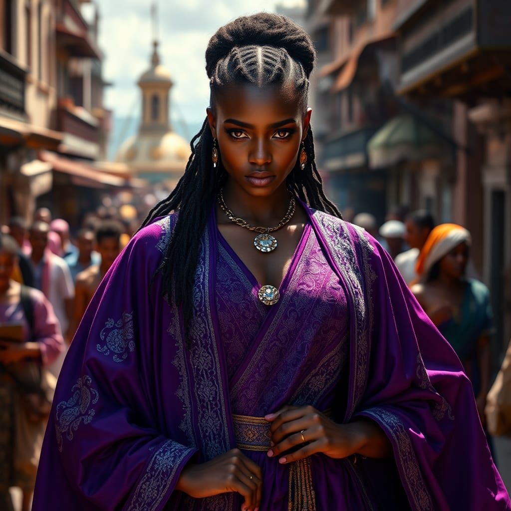 Regal Woman in 1870s Port City