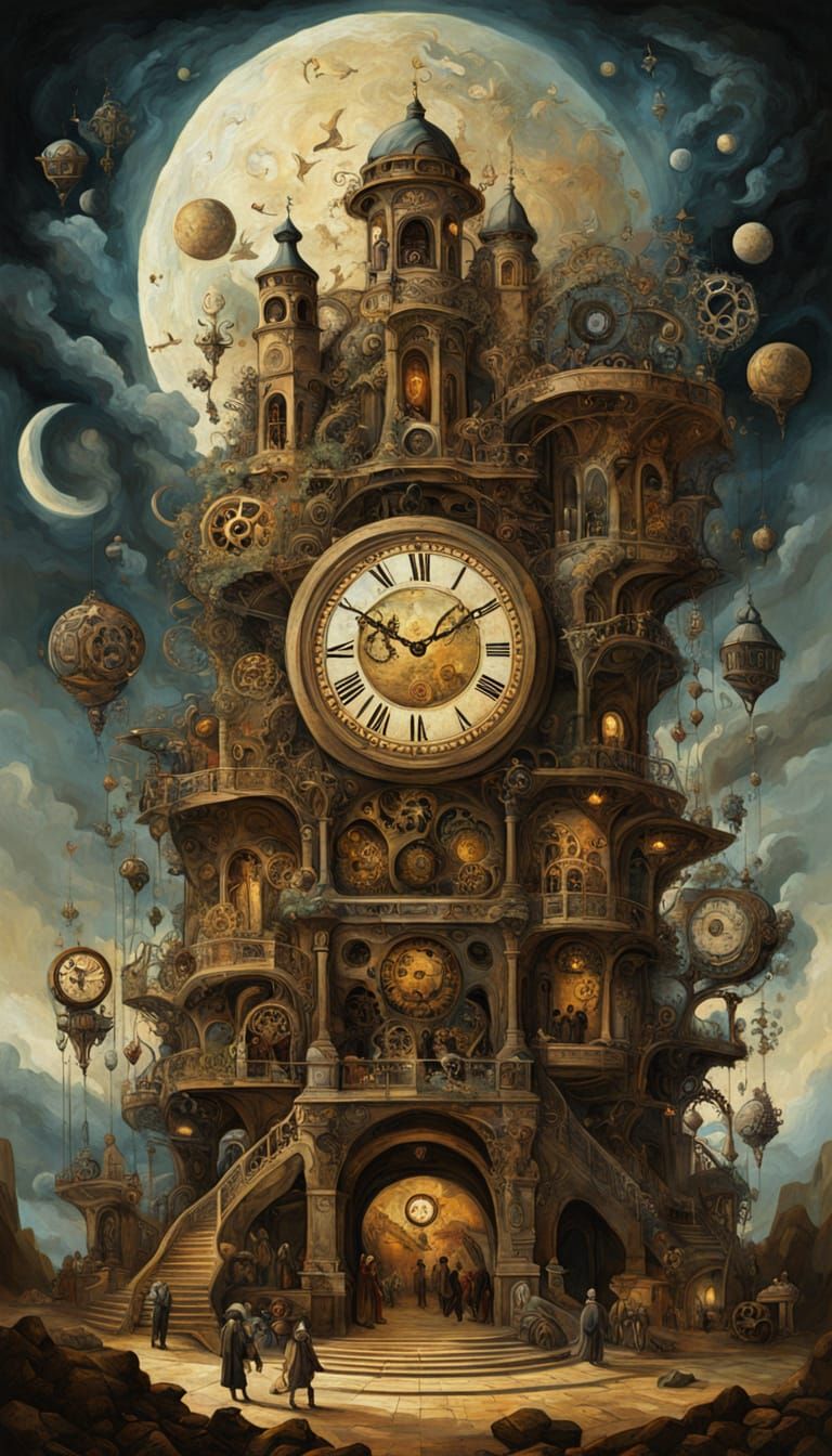 Surreal Renaissance Architectural Dreamscape with Time's Pas...