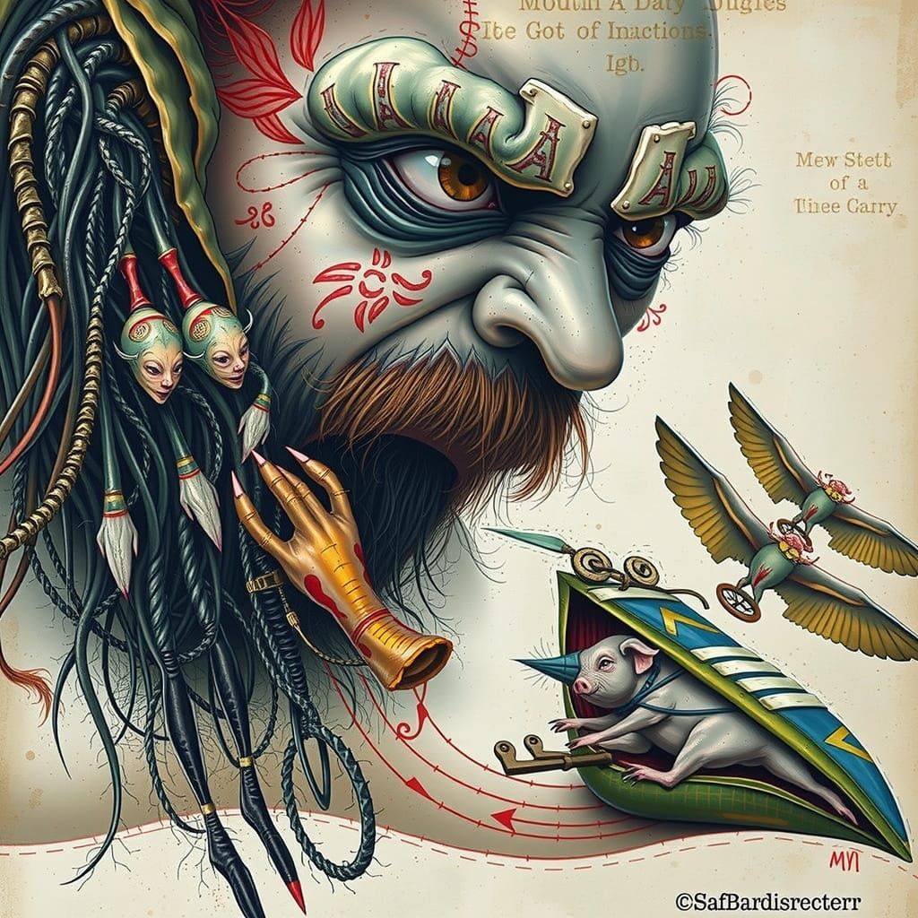 Surreal Figures Converse Amidst Racing Piglets