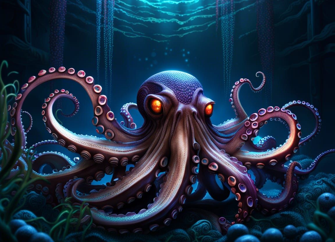 Creepy Octopus Monster Inspired by Burton and Giger