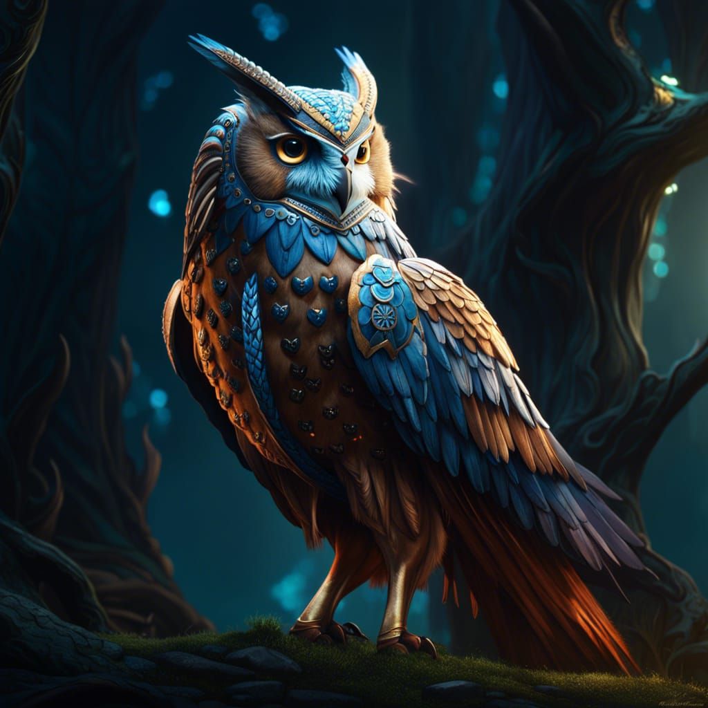 Fantasy Owl Horse Portrait in Detailed Concept Art