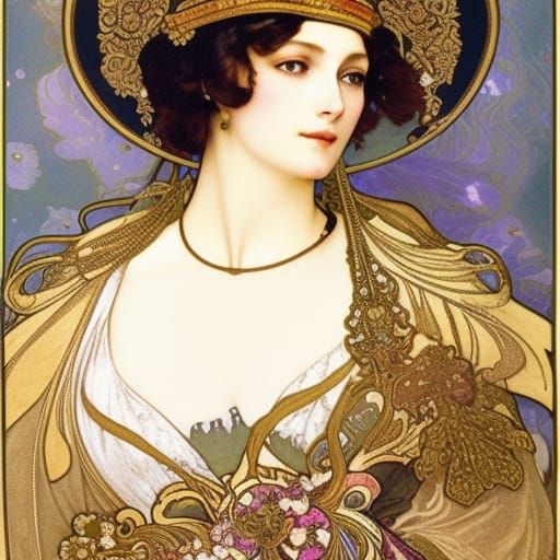 Byzantine Noblewoman Portrait in Art Nouveau Style