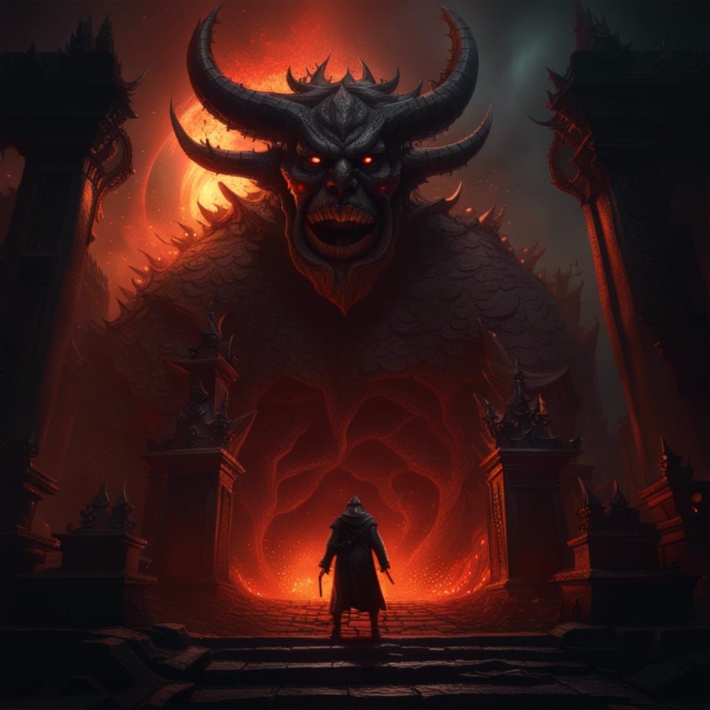 Demonic Hell Rift Entrance in Dark Fantasy Style