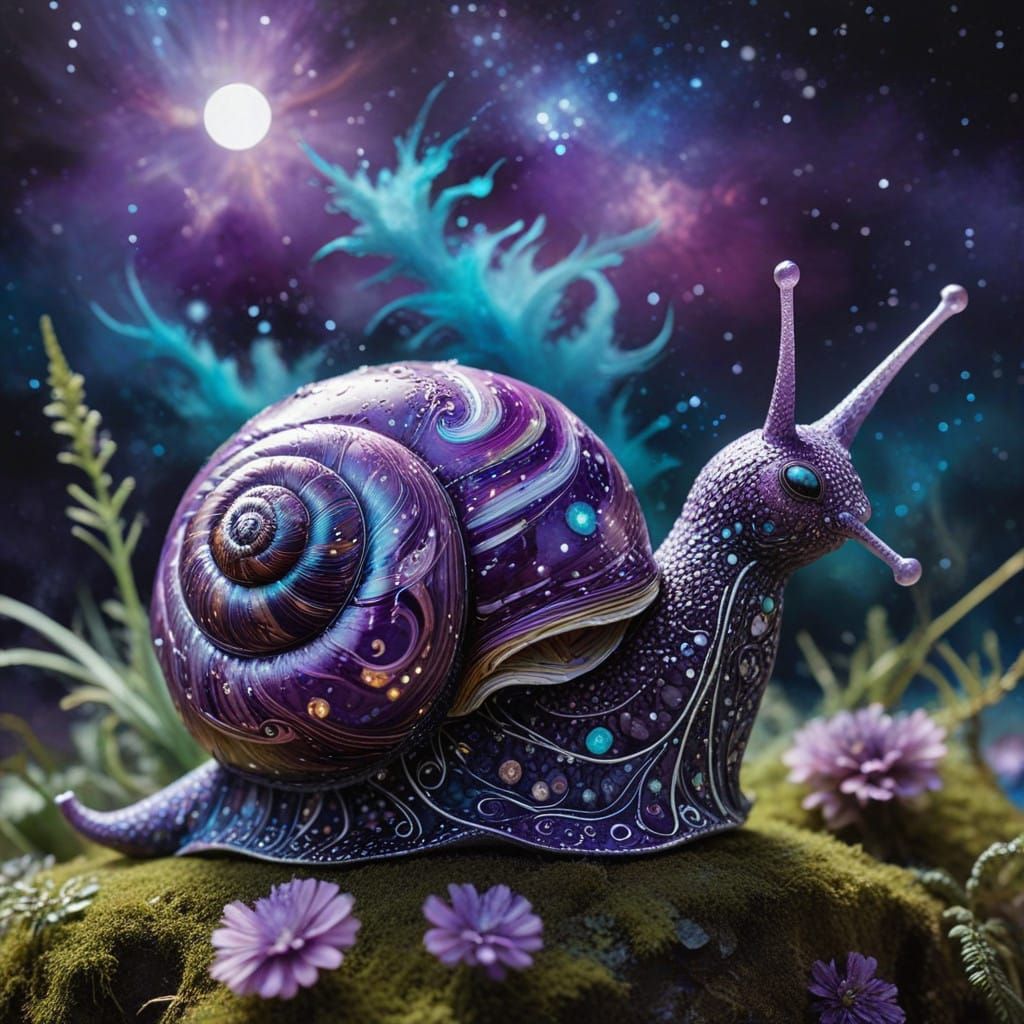 Dreamlike Galaxy Snail-Cat Emerges in Whimsical, Iridescent ...