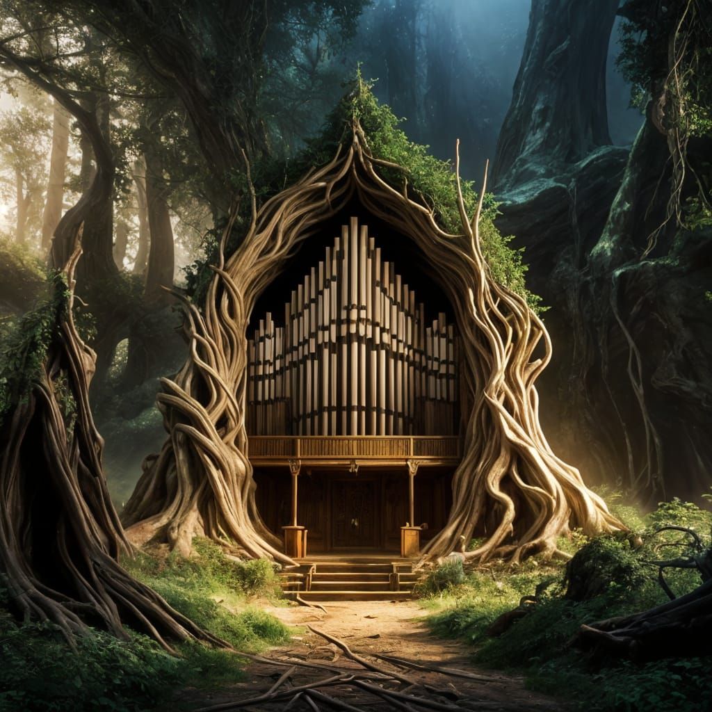 Fantastical Tree Root Church Organ Concept Art