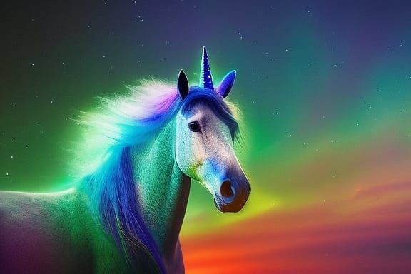 Surreal Unicorn Portrait in Fairytale Style
