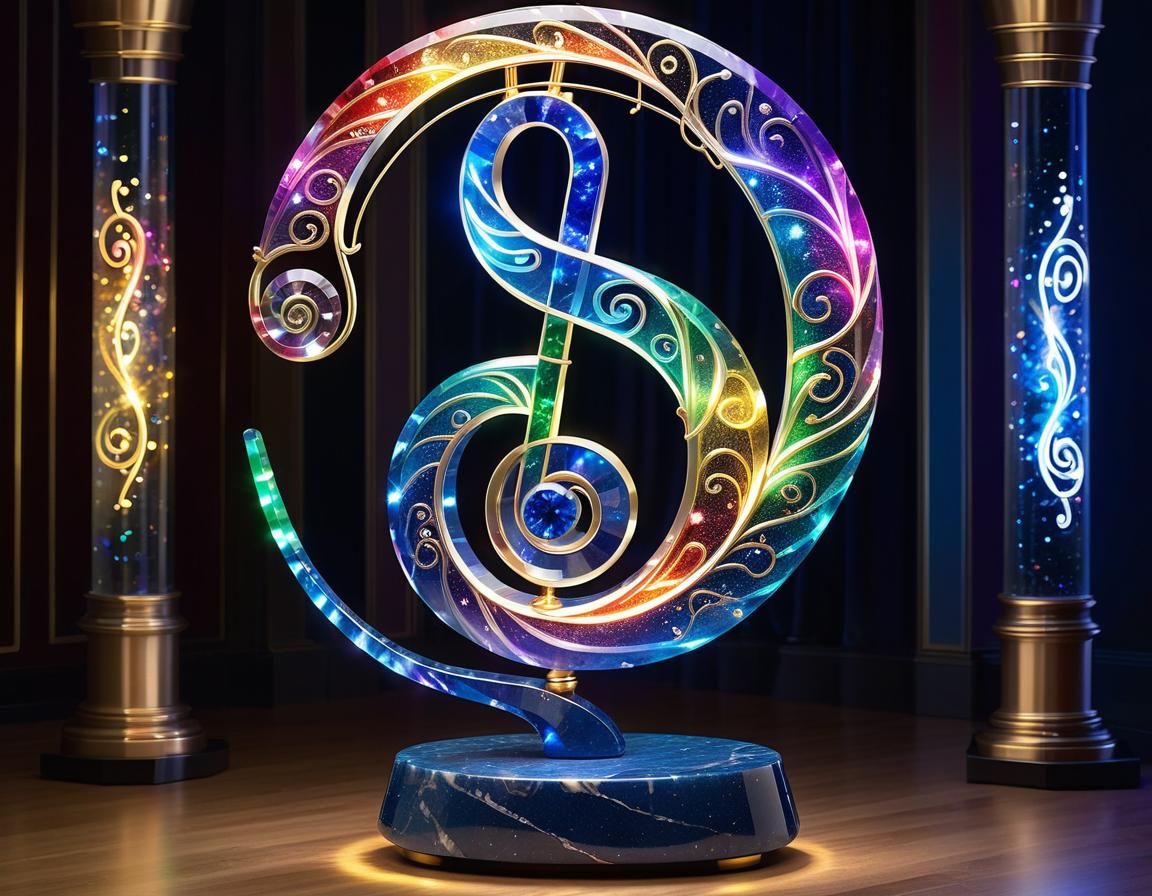 Rainbow Musical Note Staff with Magic Pulses