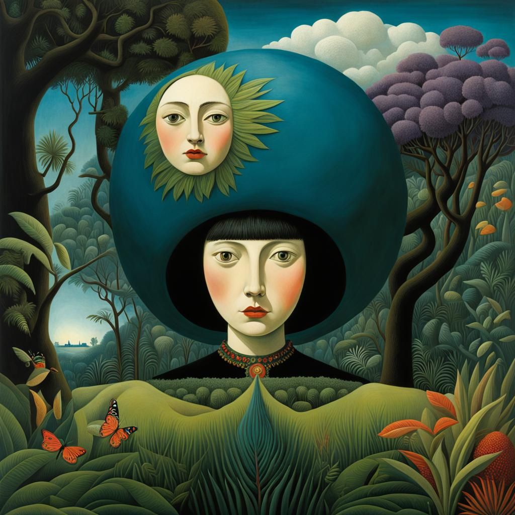 Whimsical Liar in Naive Surrealist Style