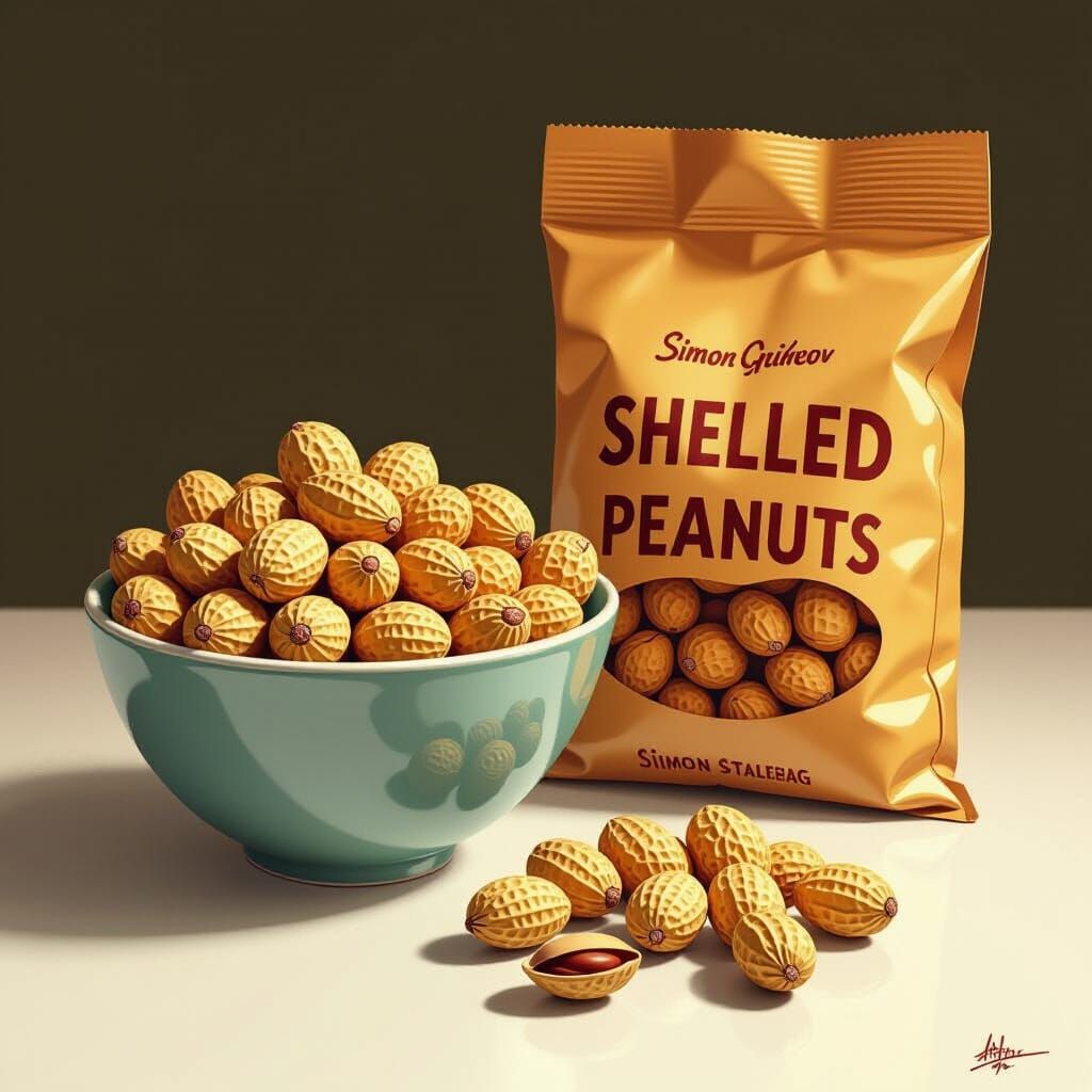 Hyper-Realistic Comic Style Peanuts Still Life