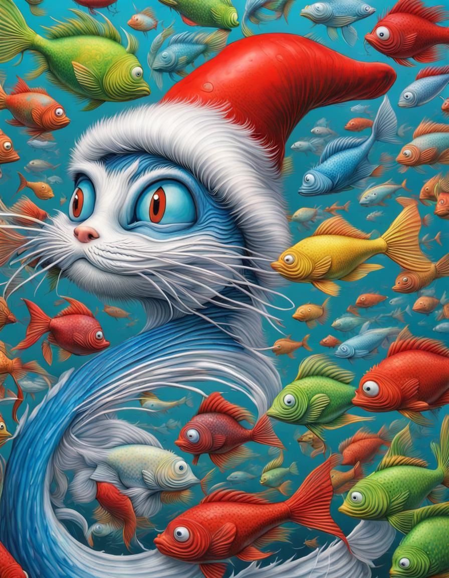 Colorful Fish Illustration in Dr. Seuss Style