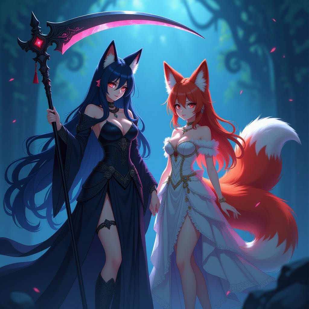 Goddesses of Life and Death in Anime Style