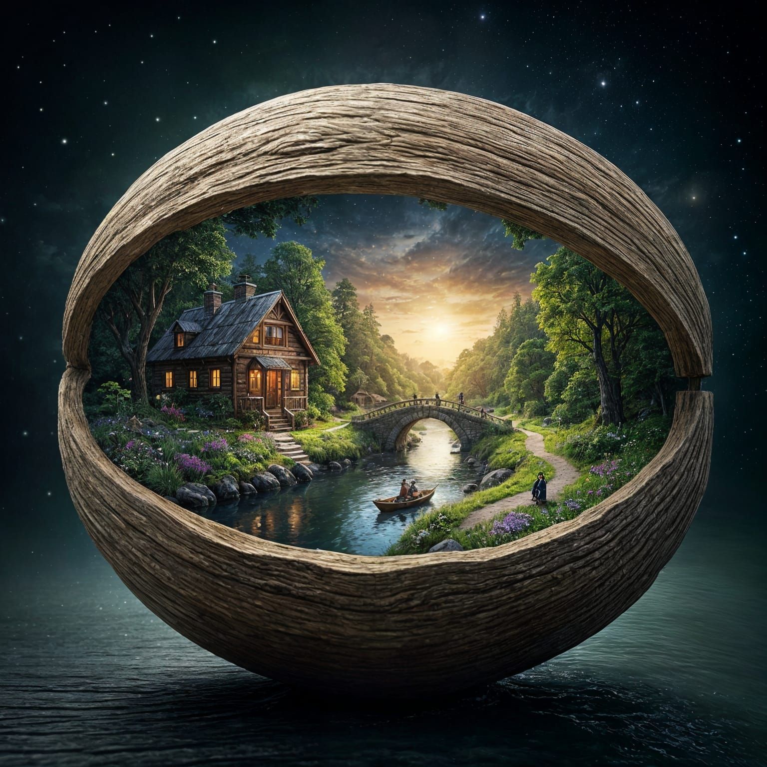 Enchanting Miniature World Inside a Walnut Shell