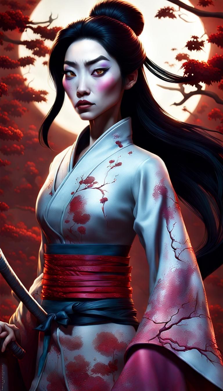 Zombie Mulan in a Halloween Battlefield