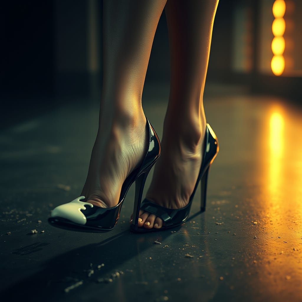 Cream Feet in High Heels: Hyperrealistic Leg Art