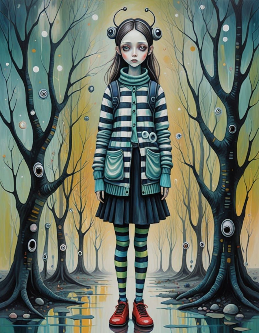 Dreamlike Girl in Whimsical Wonderland