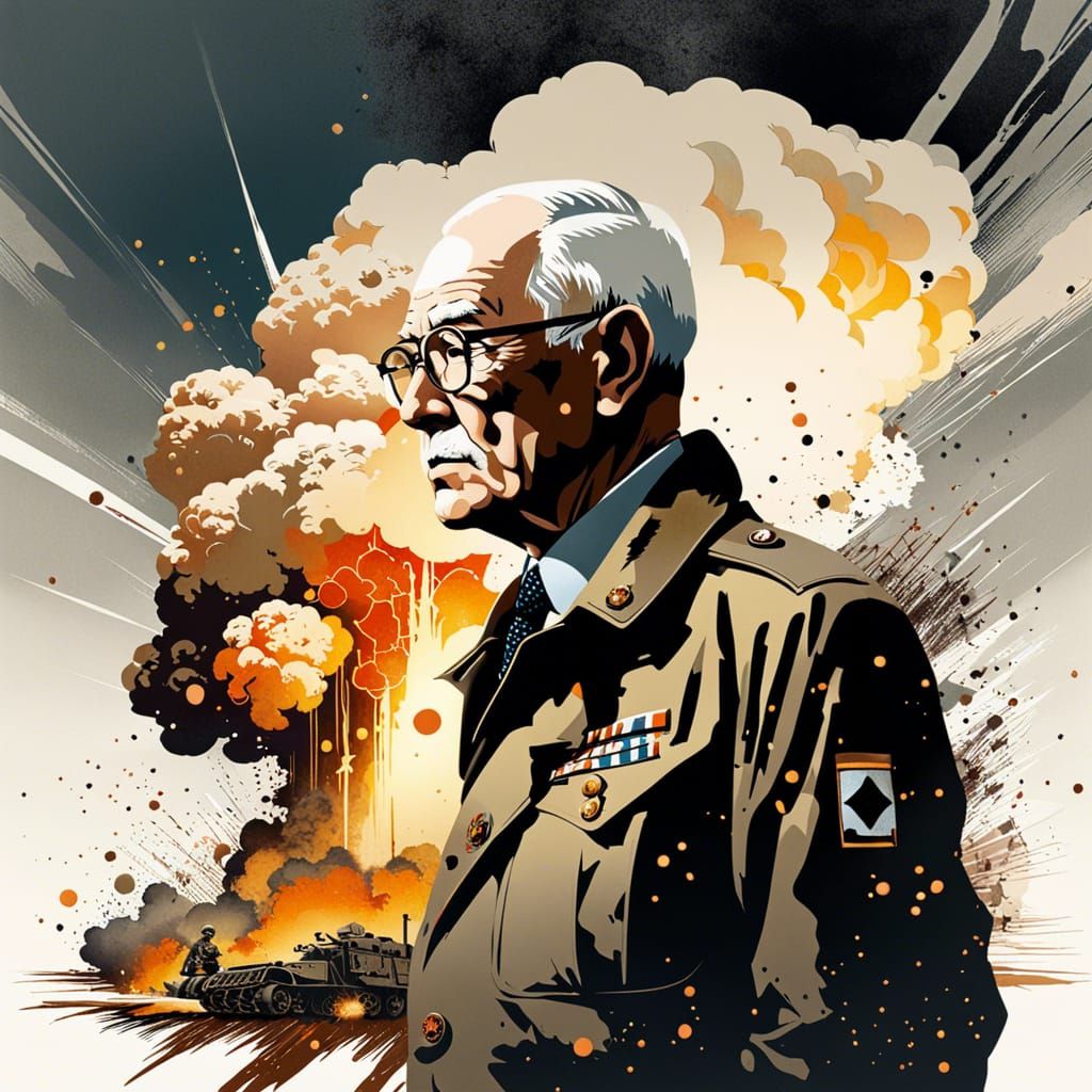 WW2 Double Exposure Portrait in Psychic Horror Style