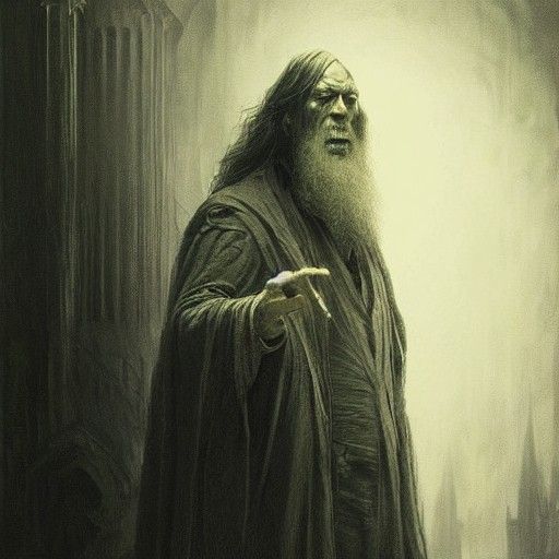 Horror Portrait of Dumbledore in Gustave Doré Style